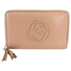 Gucci Beige Leather Soho Zip Wallet with Tassel