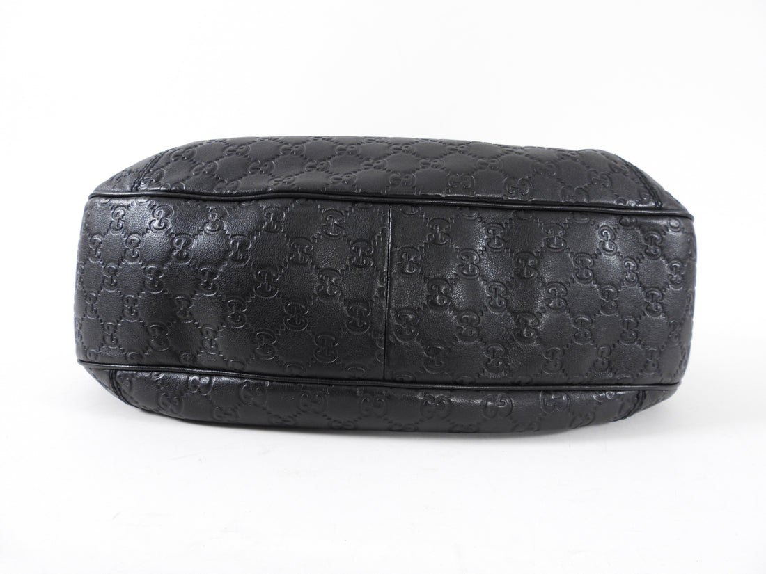 Gucci Black Leather Guccissima Logo Hobo Bag