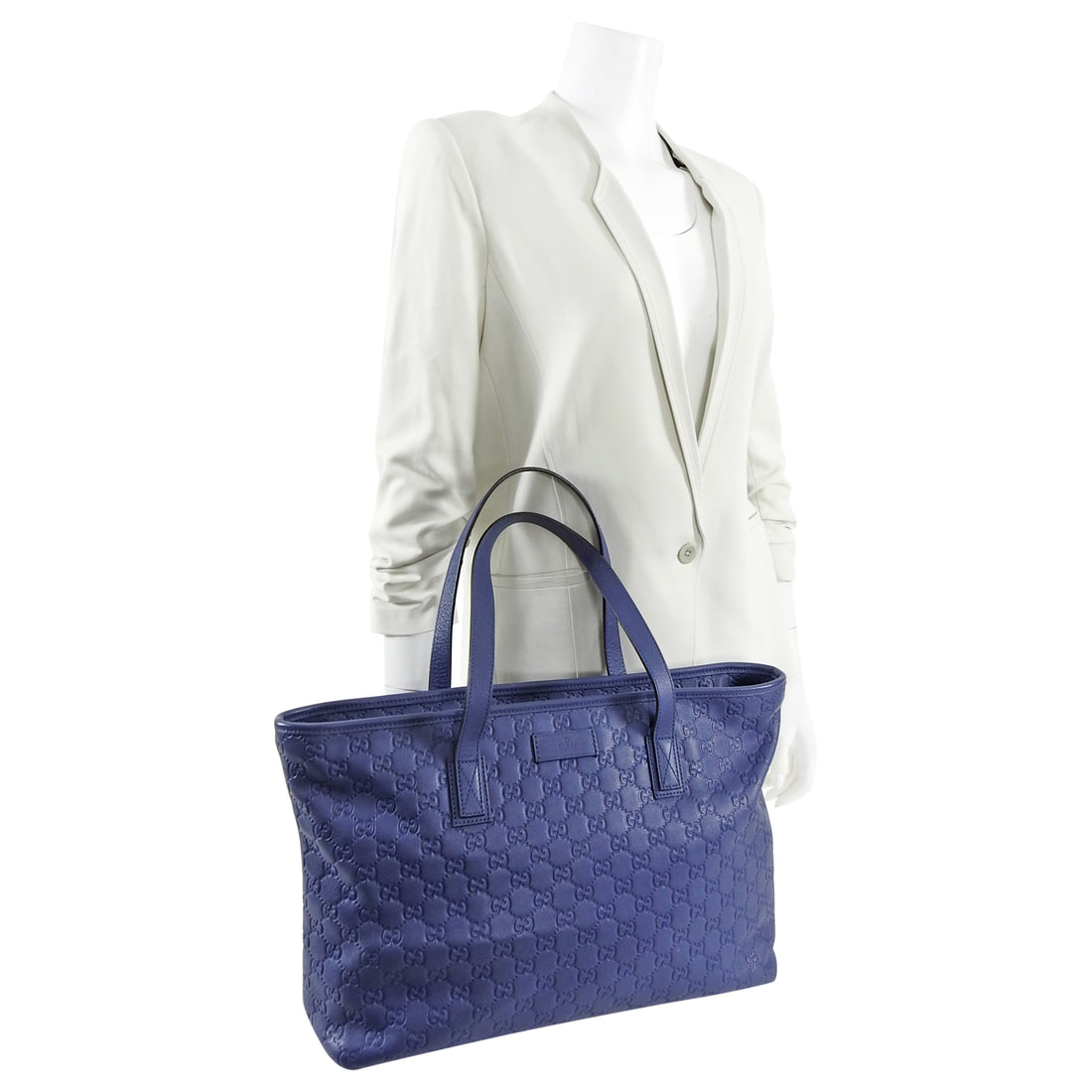 Gucci Guccissima Blue Leather Tote Shopper Bag