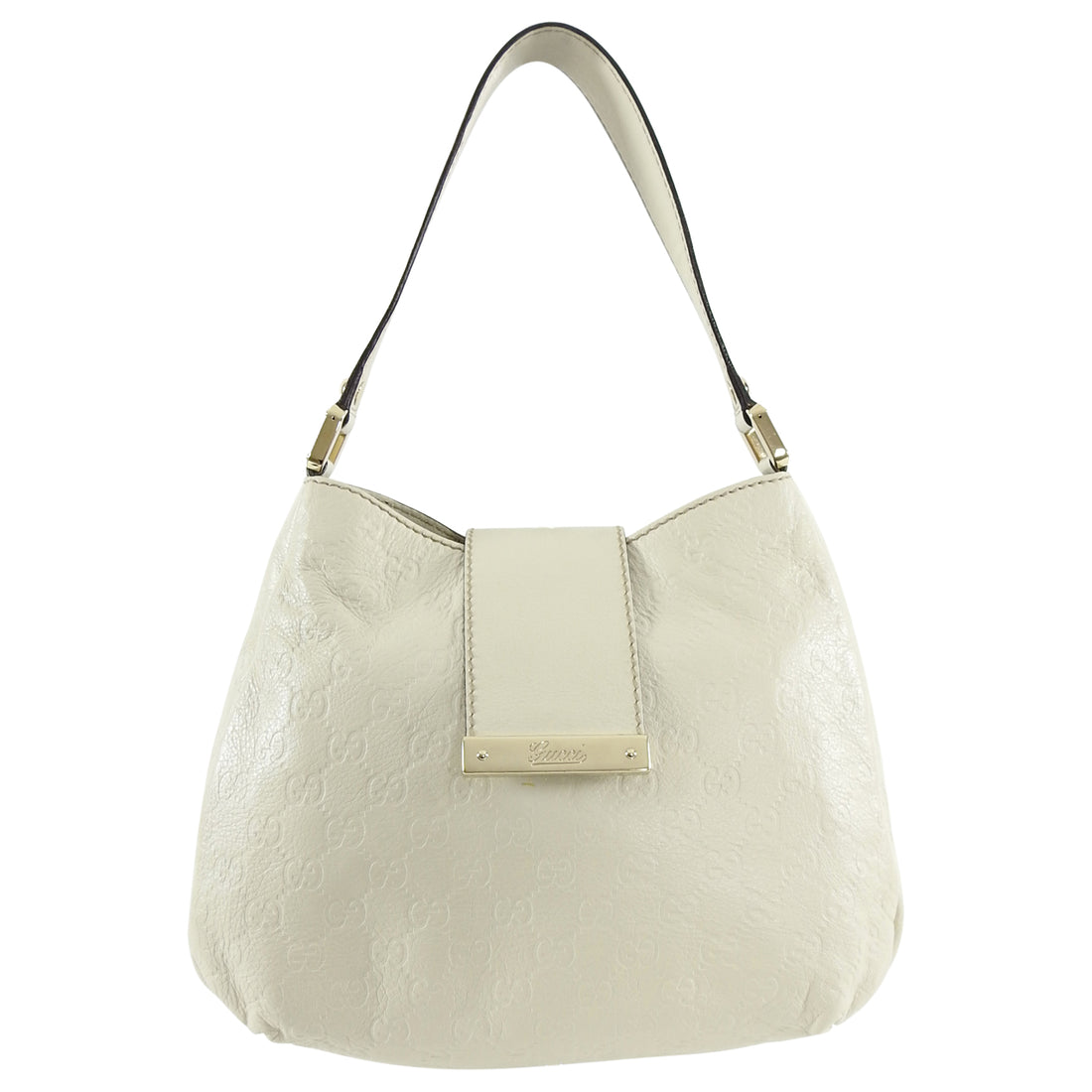 Gucci Ivory Guccissima GG Leather Small Shoulder Bag
