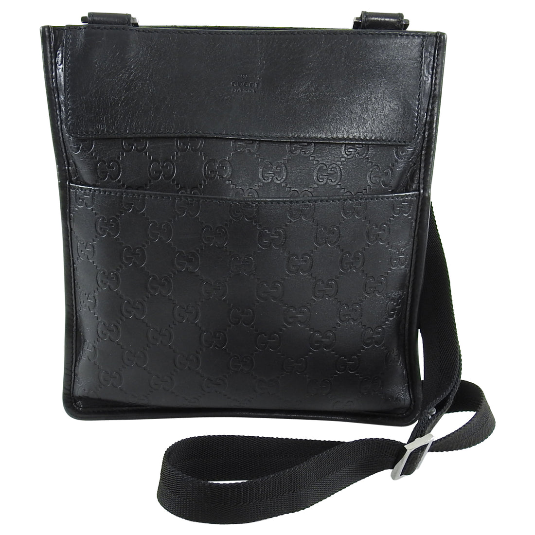 Gucci Guccissima Black GG Leather Monogram Crossbody Bag