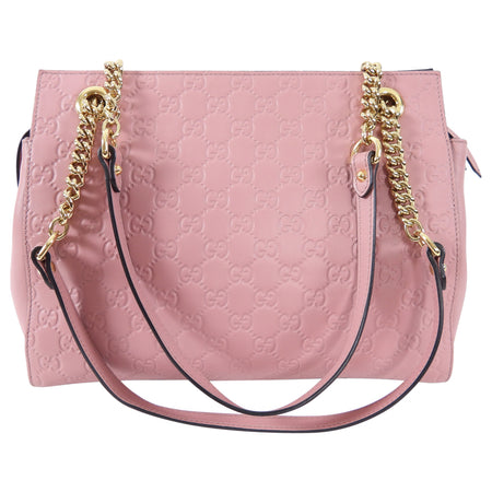 Gucci Guccissima Pink Monogram Small Chain Strap Tote Bag