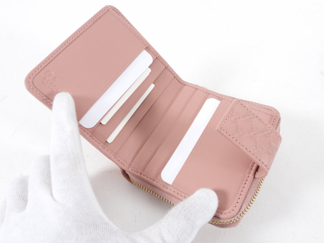 Gucci Pink Micro Guccissima Leather Compact Wallet 