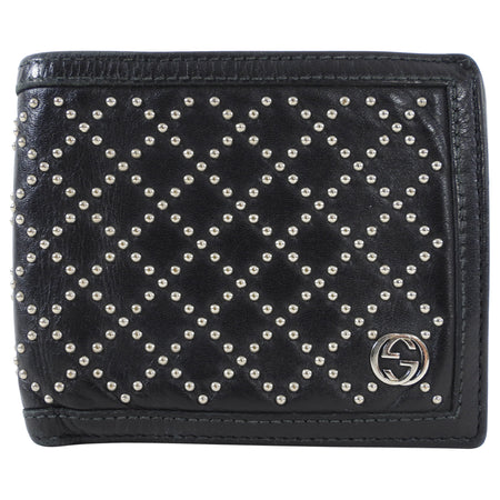 Gucci Black Leather Stud Bifold Wallet