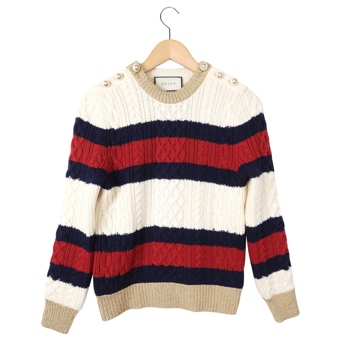 Gucci Striped Gucci Sweater Shirt GUCCI Striped Intarsia-knit Silk