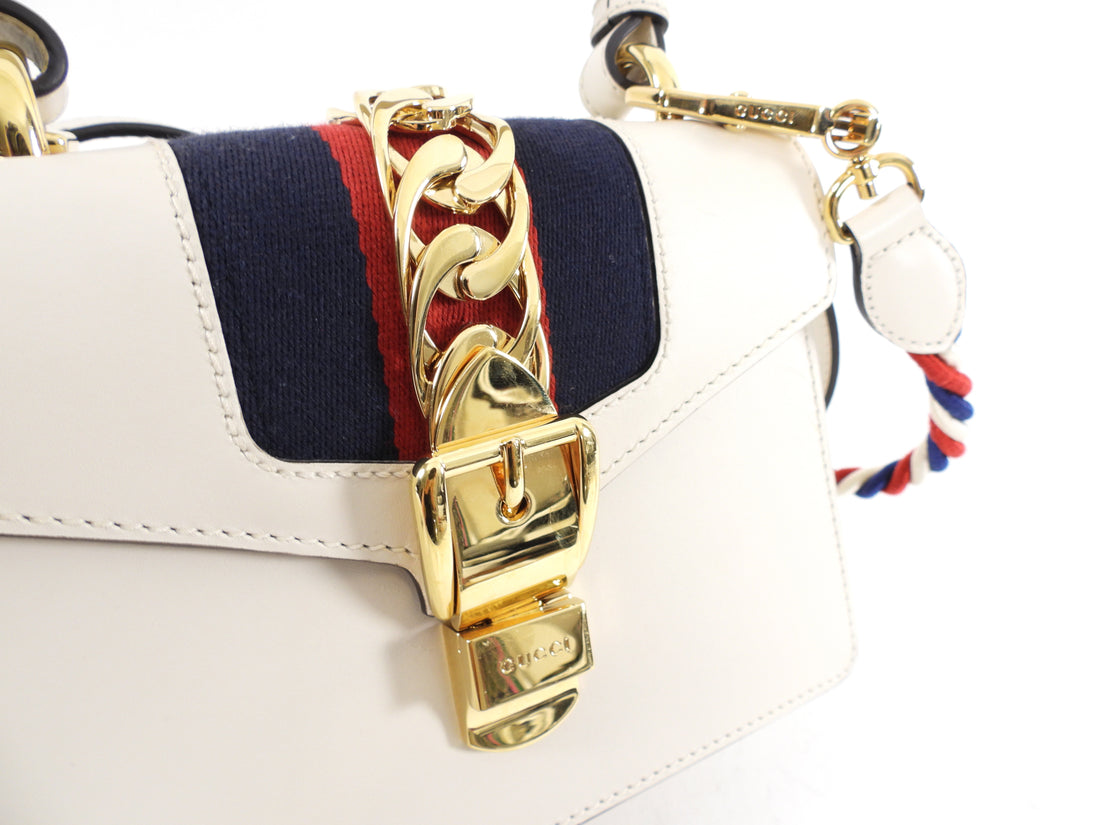 Gucci Sylvie Mini Ivory Leather Crossbody Bag