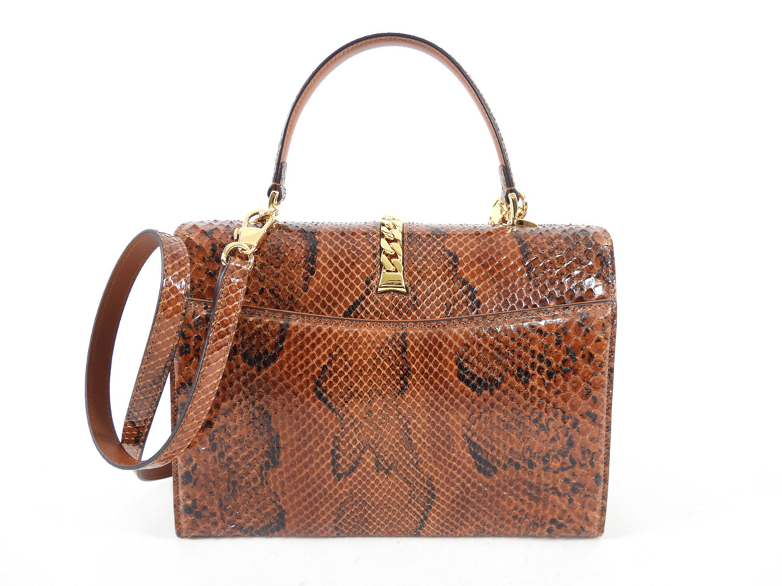 Gucci Sylvie 1969 Python Two Way Top Handle Bag