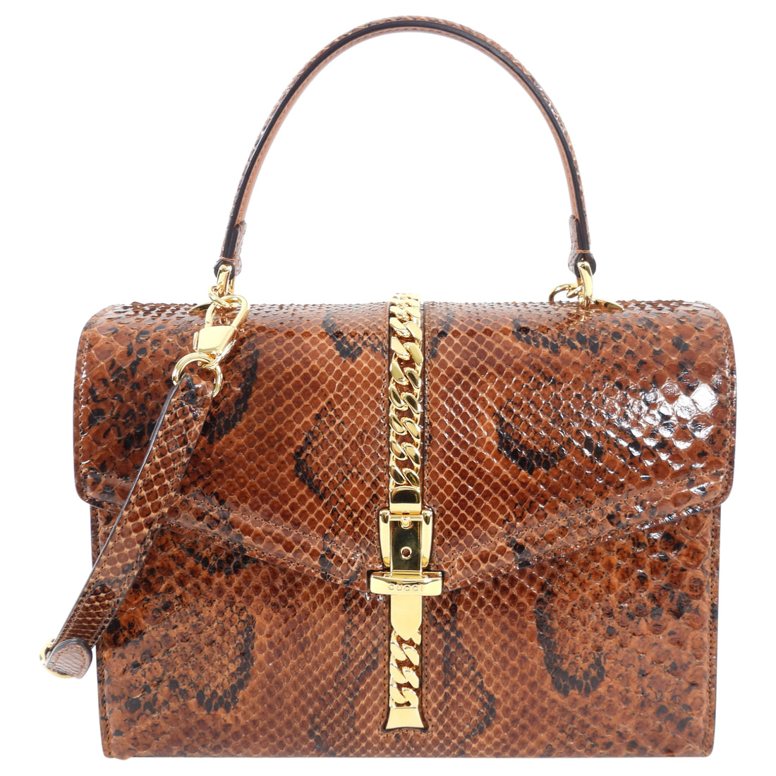 Gucci Sylvie 1969 Python Two Way Top Handle Bag
