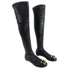Gucci Over The Knee Tall Stretch Lambskin Leather GG Logo Boots