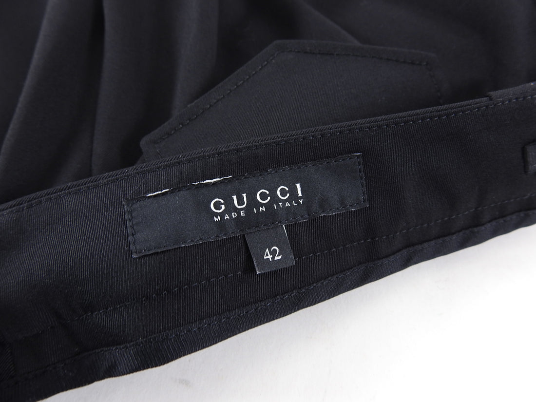 Gucci Black Wool Wide Leg Low Waist Trouser with Buttons - IT42 / M