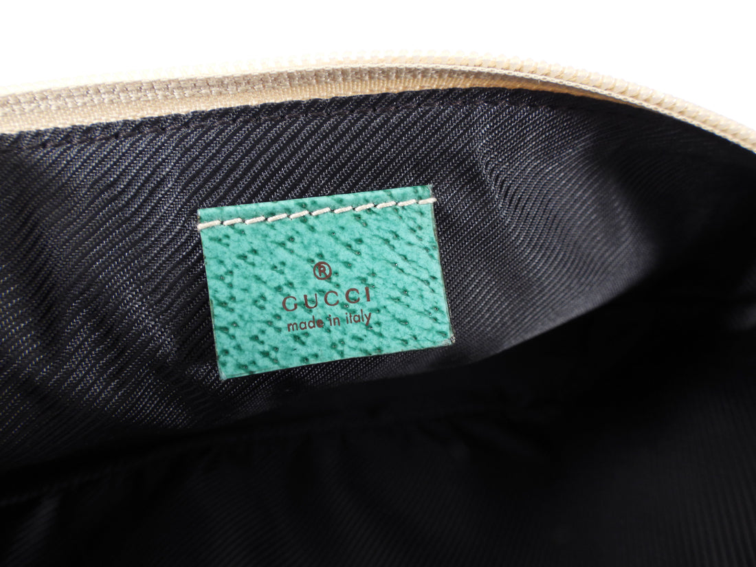 Gucci Monogram Canvas Turquoise Small Boat Pochette Bag