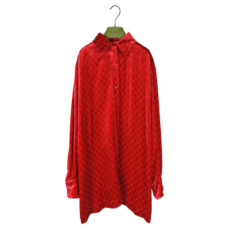 Gucci red velvet Monogram Devore Oversized Shirt - L