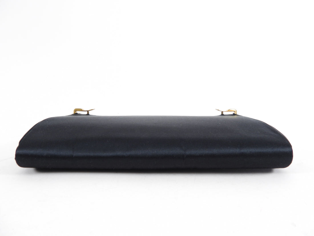 Gucci Vintage 1950’s Black Silk Satin Convertible Clutch Bag