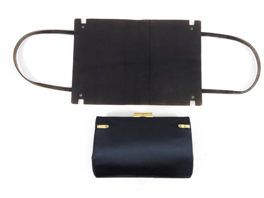 Gucci Vintage 1950’s Black Silk Satin Convertible Clutch Bag