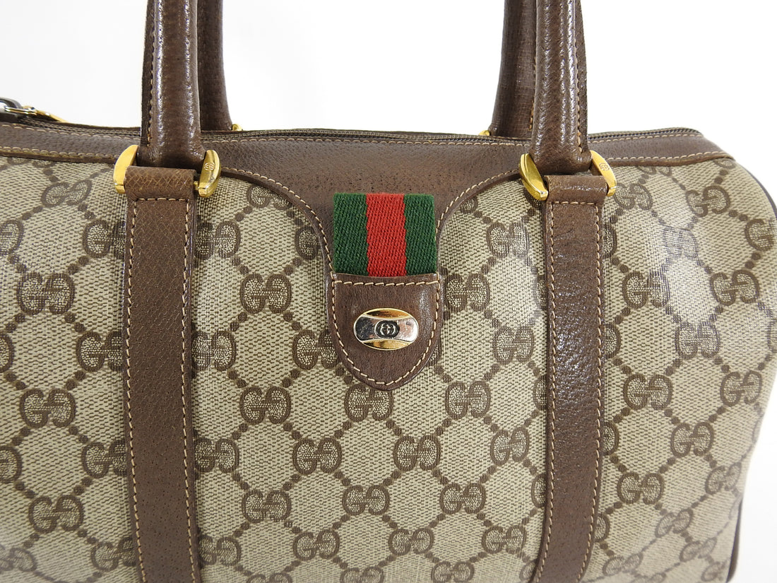 Gucci Vintage Boston Sherry Line Monogram Canvas Small Satchel Bag