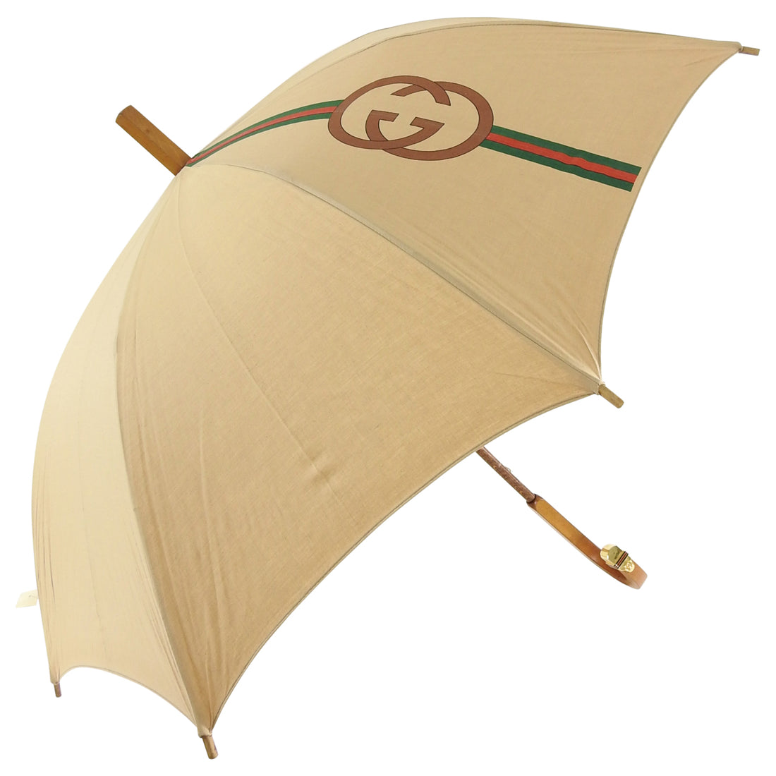 Gucci Vintage 1981 GG Logo Wood Handle Umbrella in box - New with Tags