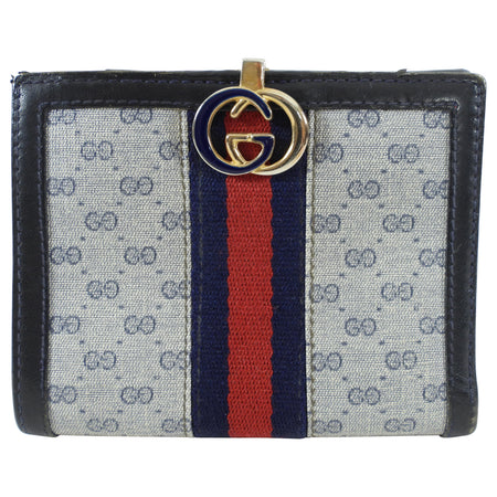 Gucci Vintage 1980’s Blue Monogram French Compact Wallet