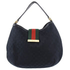 Gucci Black Monogram Canvas Web Stripe Hobo Bag