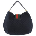 Gucci Black Monogram Canvas Web Stripe Hobo Bag