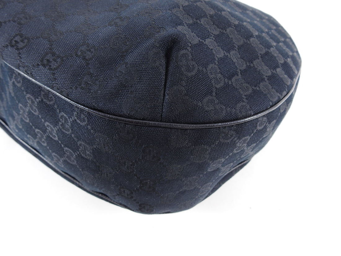 Gucci Black Monogram Canvas Web Stripe Hobo Bag