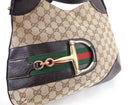 Gucci Monogram Canvas Web Horsebit Hasler Hobo Bag