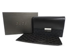 Gucci Monogram Canvas Black Leather Wristlet Clutch Bag