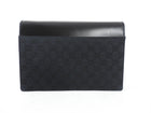 Gucci Monogram Canvas Black Leather Wristlet Clutch Bag