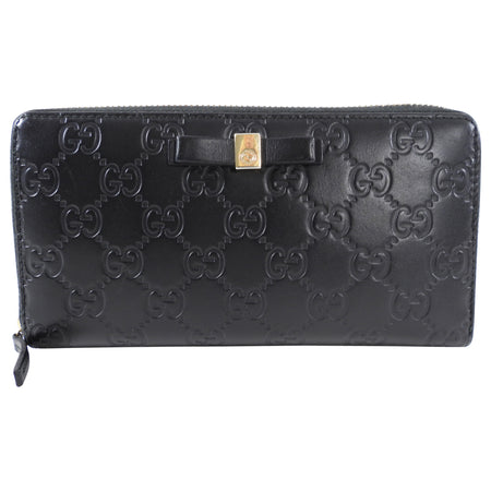 Gucci Monogram Black Leather Guccissima Zip Wallet
