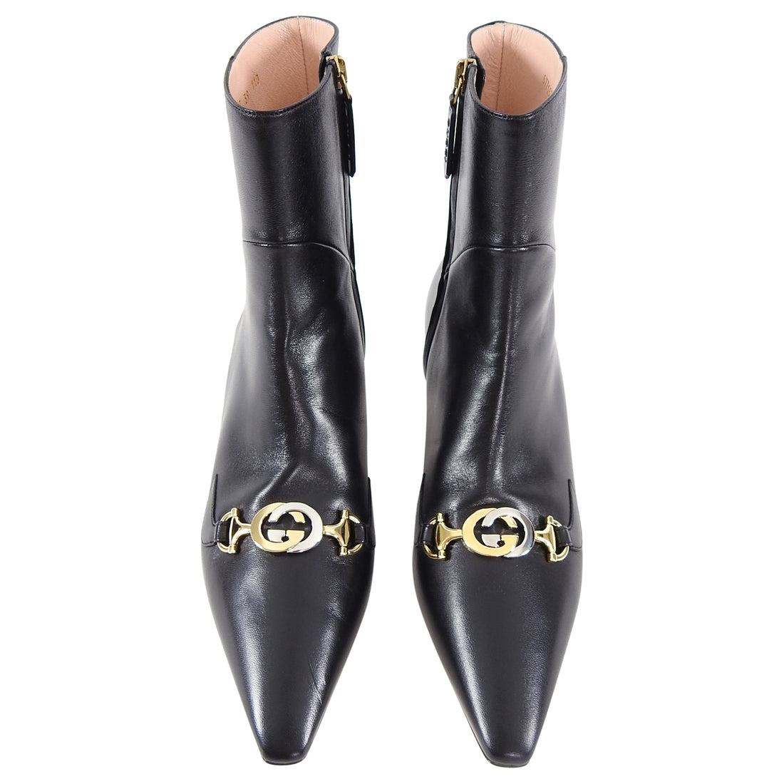 Gucci Zumi Black Leather GG Logo Ankle Boots - 39 / 8.5