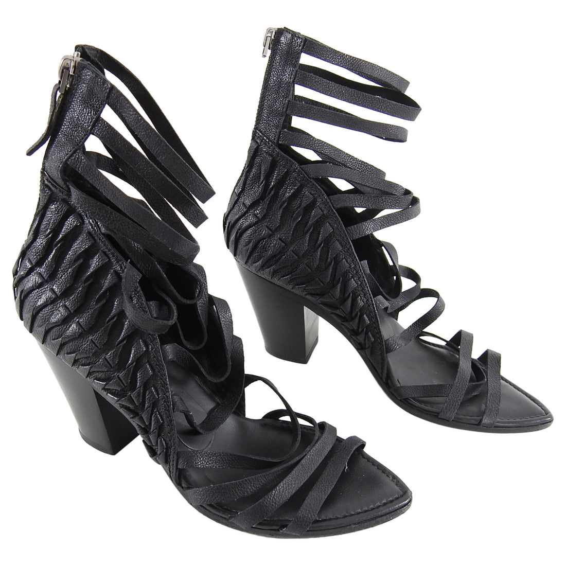 Haider Ackermann Black Leather Strappy Sandal Heels - 6.5
