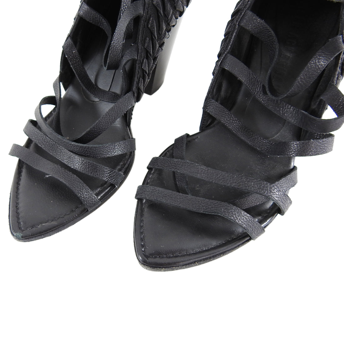 Haider Ackermann Black Leather Strappy Sandal Heels - 6.5