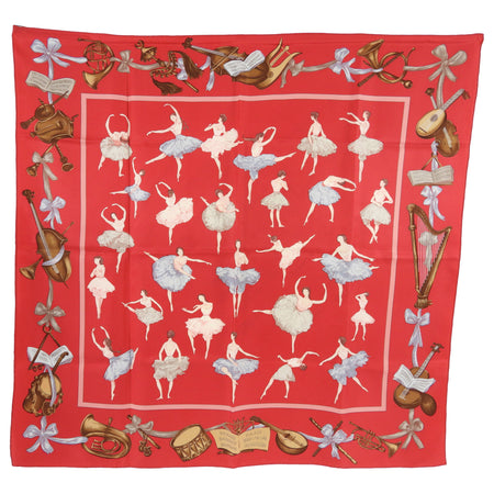 Hermes Red Ballerinas La Danse 90cm Silk Scarf