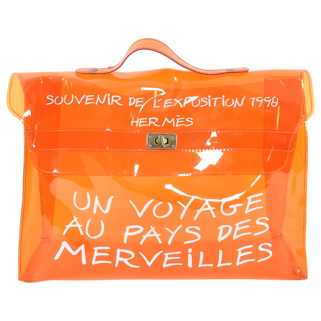 Hermes Vintage 1998 Limited Edition Clear Vinyl Orange Kelly Bag
