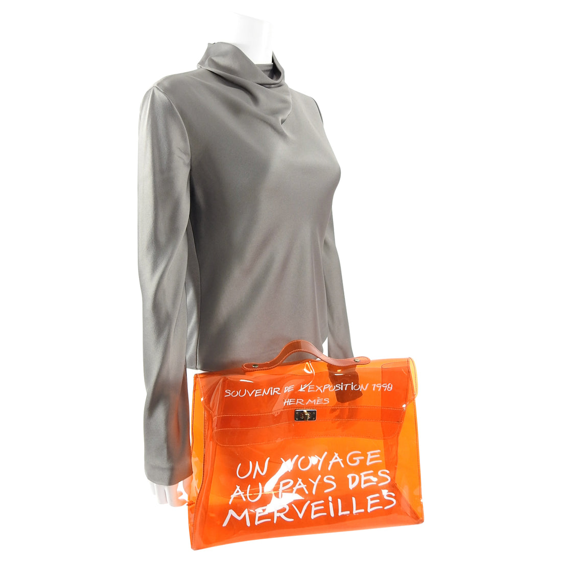 Hermès Souvenir De L'exposition 1998 Kelly Clear Shopping Orange Bag 0her126