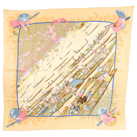 Hermes Marche Flottant du Lac Inte Light Peach 90cm Silk Scarf