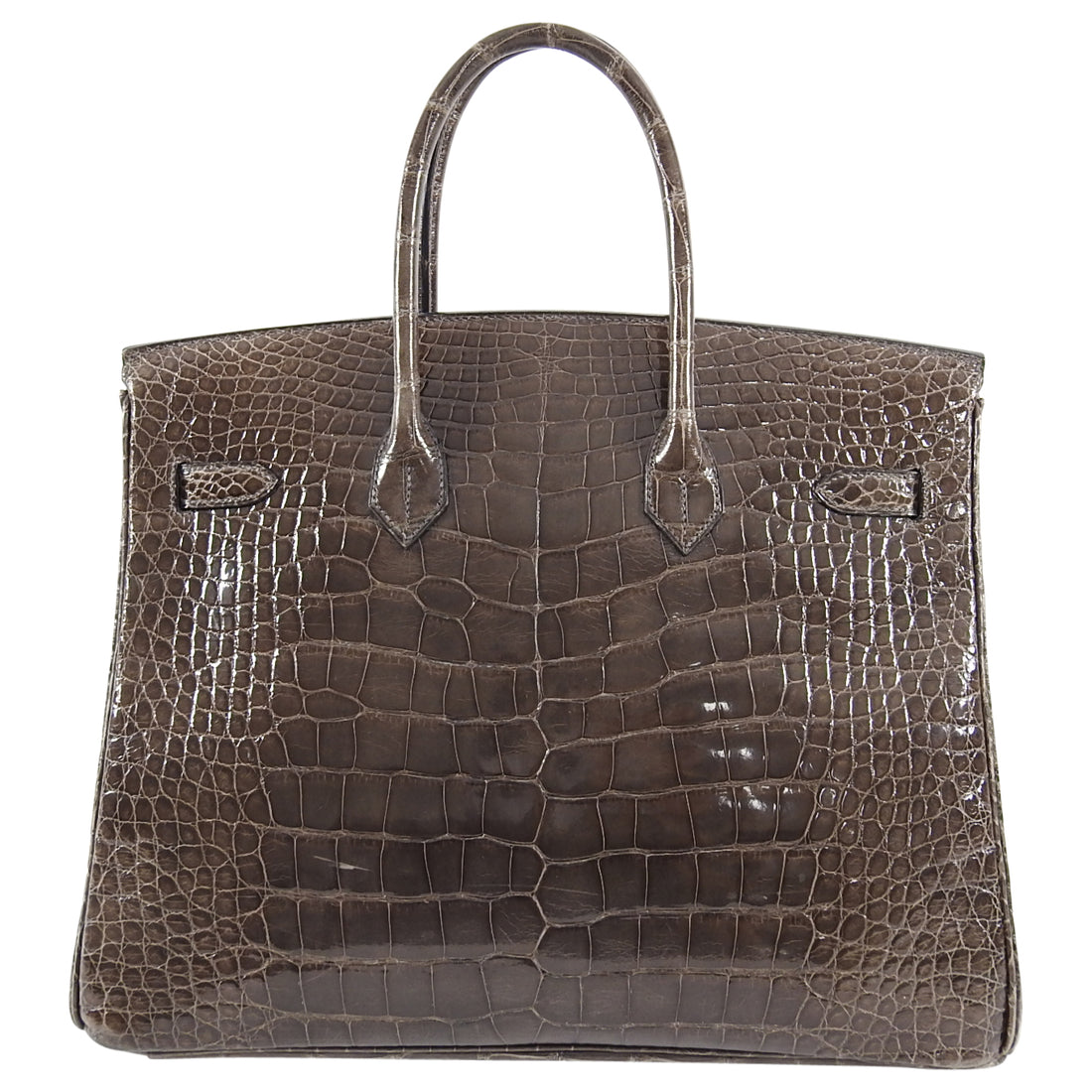 Hermes Birkin 35 Shiny Glazed Gris Elephant Alligator PHW