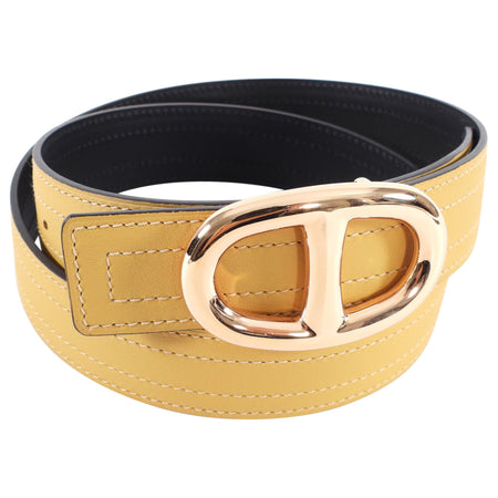 Hermes Chaine D'ancre Rose Gold Pialle Yellow and Black Belt Kit - 85