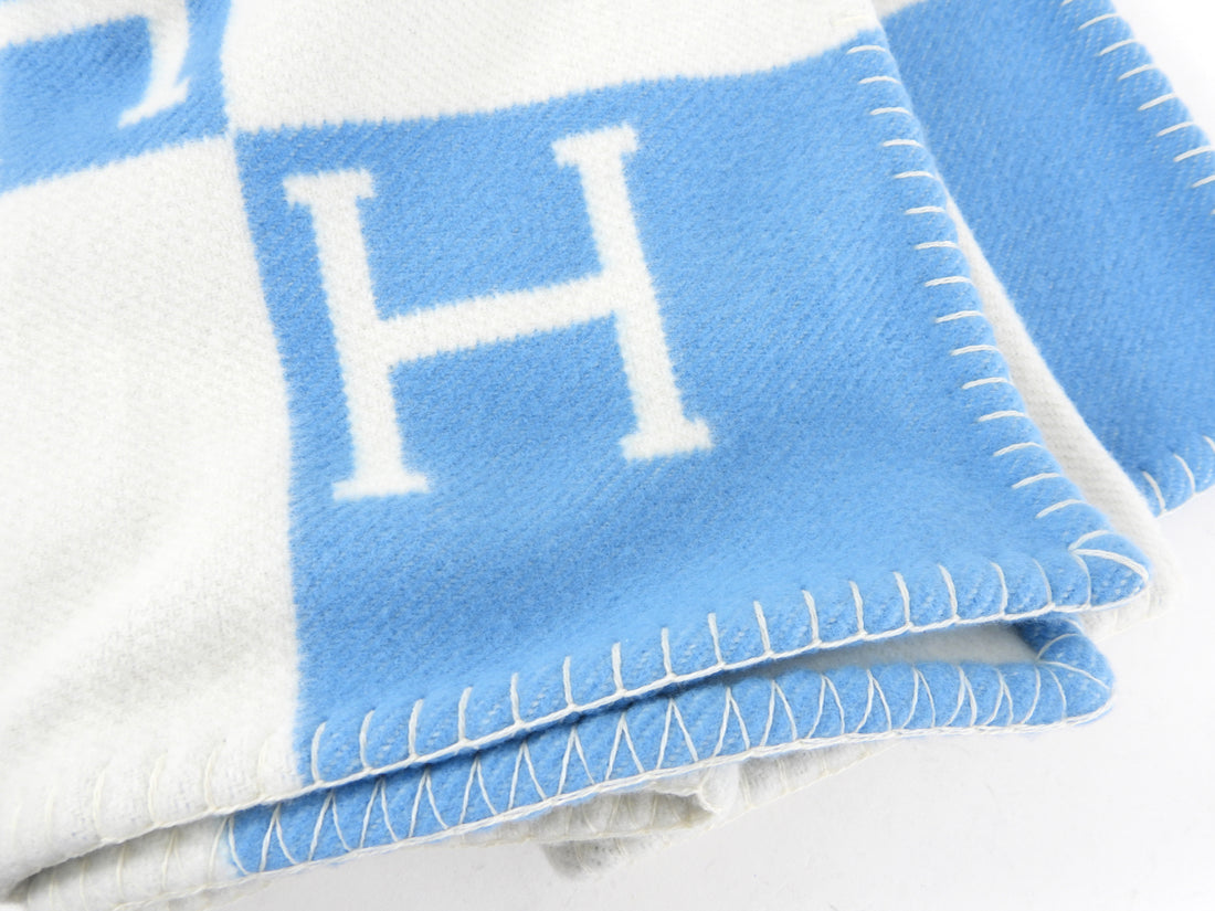 Hermes Avalon Blue and White Baby Blanket