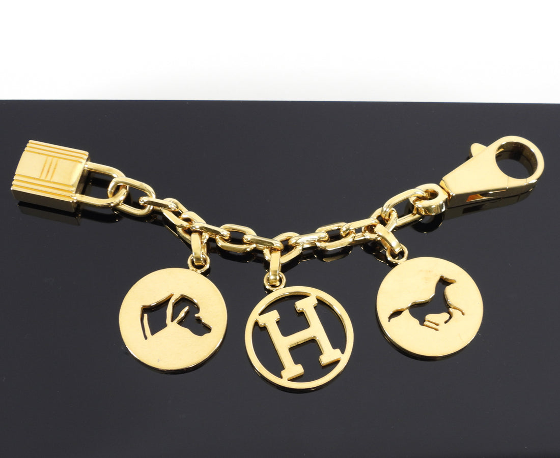 Hermes Charm Gold Breloque Horse Dog H for Birkin and Kelly Bag