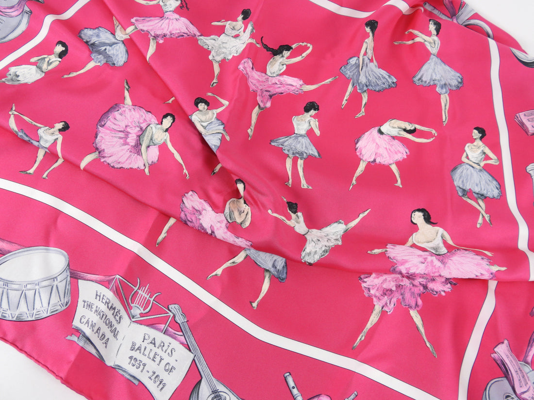 Hermes Cherry Pink Silk National Ballet Dancers 90cm Scarf