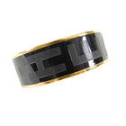 Hermes Black Enamel Textured Engraved Wide Bangle Bracelet