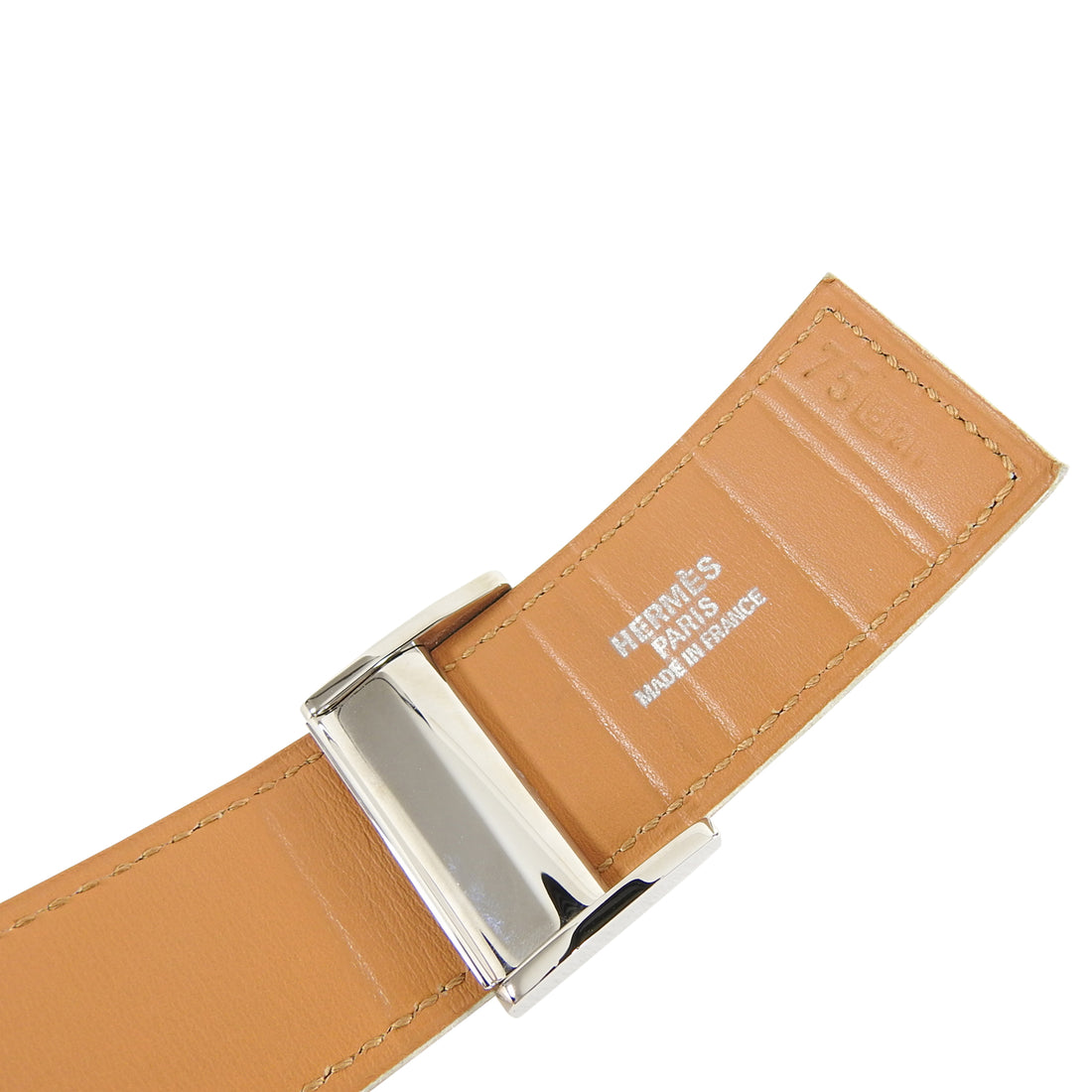 Hermes Tan Leather Clou de Selle Belt - 75