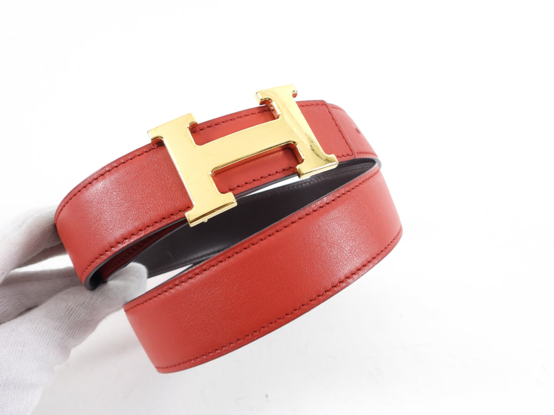 Hermes Red and Brown Reversible Belt Kit - 30-34”