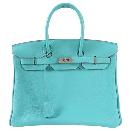 Hermes Birkin 35 PHW Togo Bleu Lagon / Blue Lagoon Bag