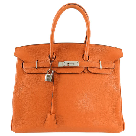 Hermes Birkin 35 Bag in Orange Clemence Palladium