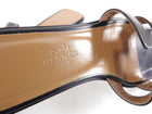 Hermes Oran Black H Logo Flat Leather Sandal