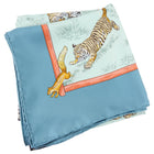 Hermes Tendresse Feline Blue Jungle Cat Silk Scarf 90cm