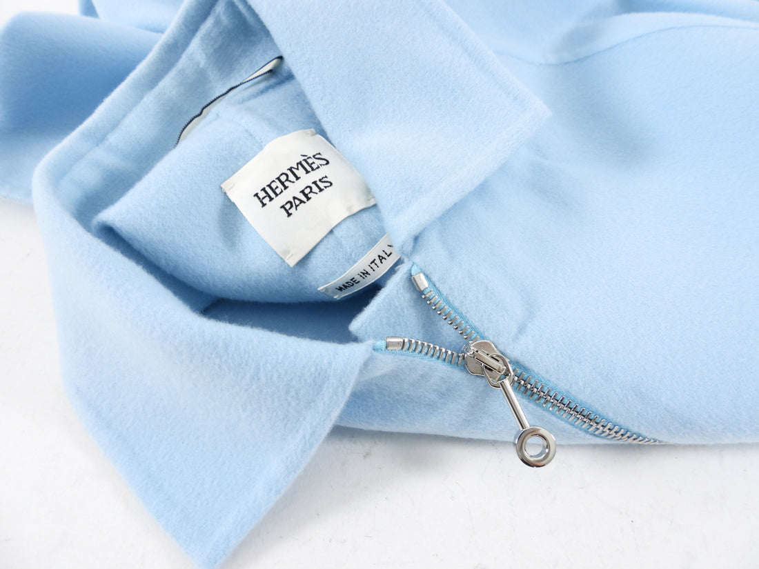 Hermes Pale Blue Cashmere Zip Jacket - FR34