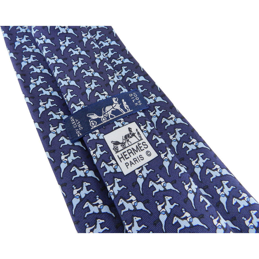 Hermes Blue Silk Jockey on Horse Tie - 5321 TA