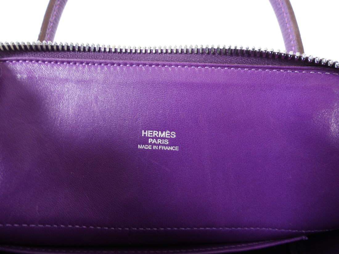 Hermes Bolide 27 Purple Violet Chèvre Mysore Leather SHW